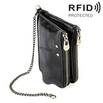 LT3533 롱 크레이지 호스 텍스처 소가죽 가죽 접이식 안티마그네틱 RFID 남성용 지갑 클러치 가방, 카드 슬롯 및 숄더 스트랩 포함, LT3533 황갈색, LT3533 블랙, LT3533 커피, LT3533 블루, LT3533 레드