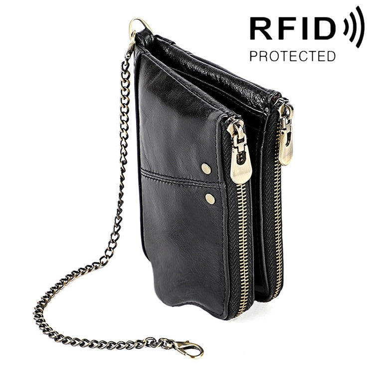 LT3533 롱 크레이지 호스 텍스처 소가죽 가죽 접이식 안티마그네틱 RFID 남성용 지갑 클러치 가방, 카드 슬롯 및 숄더 스트랩 포함, LT3533 황갈색, LT3533 블랙, LT3533 커피, LT3533 블루, LT3533 레드