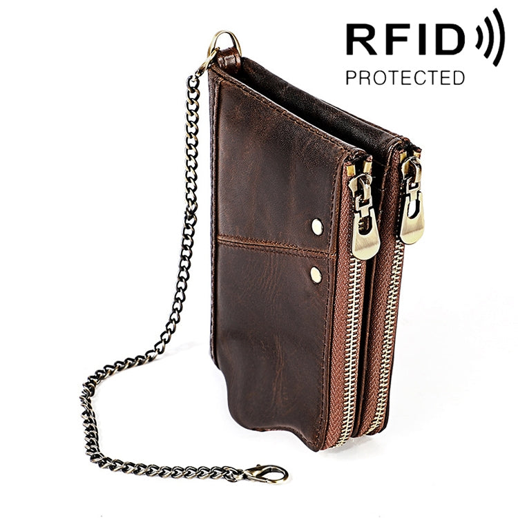 LT3533 롱 크레이지 호스 텍스처 소가죽 가죽 접이식 안티마그네틱 RFID 남성용 지갑 클러치 가방, 카드 슬롯 및 숄더 스트랩 포함, LT3533 황갈색, LT3533 블랙, LT3533 커피, LT3533 블루, LT3533 레드