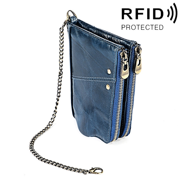 LT3533 롱 크레이지 호스 텍스처 소가죽 가죽 접이식 안티마그네틱 RFID 남성용 지갑 클러치 가방, 카드 슬롯 및 숄더 스트랩 포함, LT3533 황갈색, LT3533 블랙, LT3533 커피, LT3533 블루, LT3533 레드