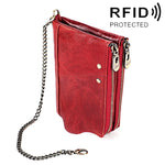 LT3533 롱 크레이지 호스 텍스처 소가죽 가죽 접이식 안티마그네틱 RFID 남성용 지갑 클러치 가방, 카드 슬롯 및 숄더 스트랩 포함, LT3533 황갈색, LT3533 블랙, LT3533 커피, LT3533 블루, LT3533 레드