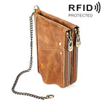 LT3533 롱 크레이지 호스 텍스처 소가죽 가죽 접이식 안티마그네틱 RFID 남성용 지갑 클러치 가방, 카드 슬롯 및 숄더 스트랩 포함, LT3533 황갈색, LT3533 블랙, LT3533 커피, LT3533 블루, LT3533 레드