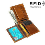 8020 가로형 레트로 크레이지 호스 텍스처 가죽 자성 방지 RFID 지갑 클러치 백 남성용, 카드 슬롯 포함, 8020 블랙, 8020 커피, 8020 황갈색