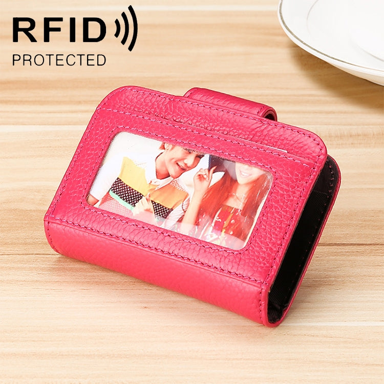 KB188 가로형 소가죽 가죽 오르간형 다중 카드 슬롯 안티마그네틱 RFID 여성용 지갑, 투명 창 포함, KB188 퍼플, KB188 로즈 레드, KB188 사파이어 블루, KB188 블랙, KB188 커피