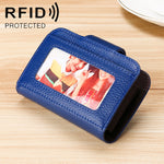 KB188 가로형 소가죽 가죽 오르간형 다중 카드 슬롯 안티마그네틱 RFID 여성용 지갑, 투명 창 포함, KB188 퍼플, KB188 로즈 레드, KB188 사파이어 블루, KB188 블랙, KB188 커피