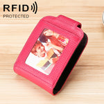 KB189 세로형 소가죽 오르간 모양 다중 카드 슬롯 방자성 RFID 여성용 지갑, 투명 창 포함, KB189 보라색, KB189 장미 빨강, KB189 사파이어 블루, KB189 검정
