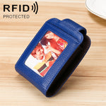 KB189 세로형 소가죽 오르간 모양 다중 카드 슬롯 방자성 RFID 여성용 지갑, 투명 창 포함, KB189 보라색, KB189 장미 빨강, KB189 사파이어 블루, KB189 검정