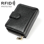 KB192 버클 지퍼 소가죽 오르간형 다중 카드 슬롯 안티마그네틱 RFID 지갑 클러치 백 남성용, KB192 블랙
