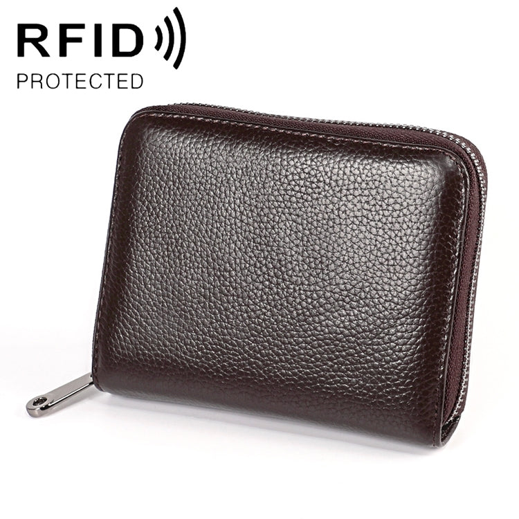 KB195 지퍼 소가죽 이중 행 오르간 모양 다중 카드 슬롯 방자기 RFID 지갑 클러치 가방 여성용, KB195 핑크, KB195 보라, KB195 장미 빨강, KB195 검정, KB195 커피