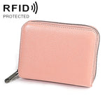 KB195 지퍼 소가죽 이중 행 오르간 모양 다중 카드 슬롯 방자기 RFID 지갑 클러치 가방 여성용, KB195 핑크, KB195 보라, KB195 장미 빨강, KB195 검정, KB195 커피