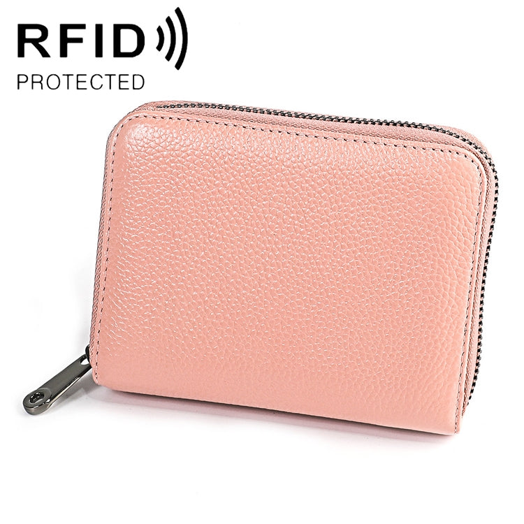 KB195 지퍼 소가죽 이중 행 오르간 모양 다중 카드 슬롯 방자기 RFID 지갑 클러치 가방 여성용, KB195 핑크, KB195 보라, KB195 장미 빨강, KB195 검정, KB195 커피