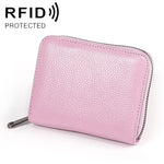 KB195 지퍼 소가죽 이중 행 오르간 모양 다중 카드 슬롯 방자기 RFID 지갑 클러치 가방 여성용, KB195 핑크, KB195 보라, KB195 장미 빨강, KB195 검정, KB195 커피