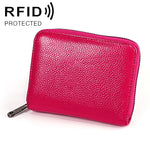 KB195 지퍼 소가죽 이중 행 오르간 모양 다중 카드 슬롯 방자기 RFID 지갑 클러치 가방 여성용, KB195 핑크, KB195 보라, KB195 장미 빨강, KB195 검정, KB195 커피