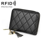 KB213 다이아몬드 텍스처 지퍼 소가죽 더블 로우 오르간형 다중 카드 슬롯 안티마그네틱 RFID 지갑 클러치 백 여성용, KB213 블루, KB213 연핑크, KB213 로즈 레드, KB213 블랙, KB213 핑크