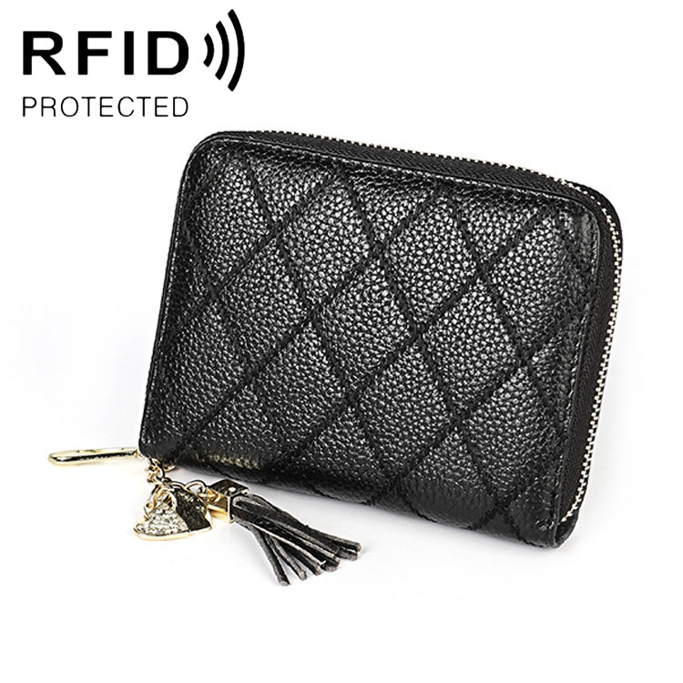 KB213 다이아몬드 텍스처 지퍼 소가죽 더블 로우 오르간형 다중 카드 슬롯 안티마그네틱 RFID 지갑 클러치 백 여성용, KB213 블루, KB213 연핑크, KB213 로즈 레드, KB213 블랙, KB213 핑크
