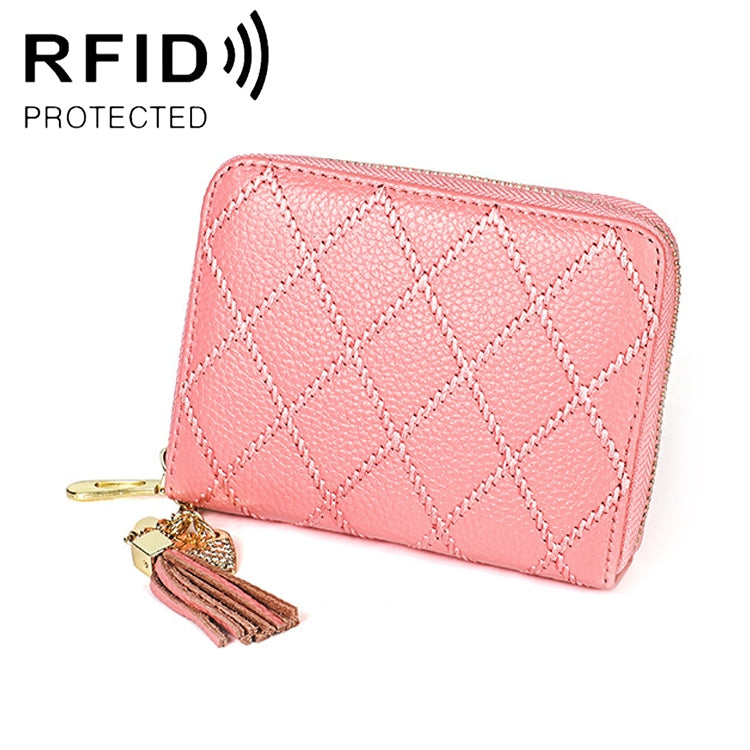 KB213 다이아몬드 텍스처 지퍼 소가죽 더블 로우 오르간형 다중 카드 슬롯 안티마그네틱 RFID 지갑 클러치 백 여성용, KB213 블루, KB213 연핑크, KB213 로즈 레드, KB213 블랙, KB213 핑크