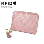 KB213 다이아몬드 텍스처 지퍼 소가죽 더블 로우 오르간형 다중 카드 슬롯 안티마그네틱 RFID 지갑 클러치 백 여성용, KB213 블루, KB213 연핑크, KB213 로즈 레드, KB213 블랙, KB213 핑크