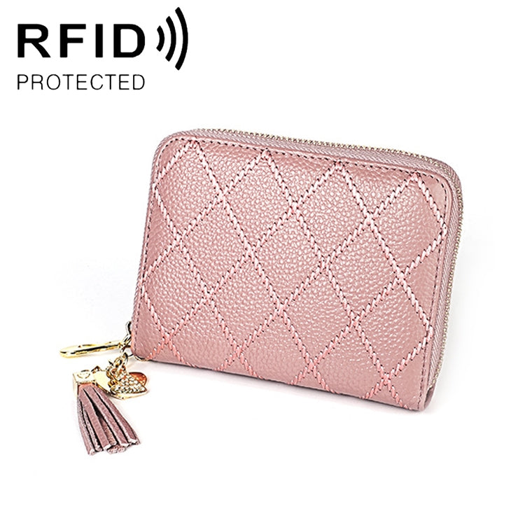 KB213 다이아몬드 텍스처 지퍼 소가죽 더블 로우 오르간형 다중 카드 슬롯 안티마그네틱 RFID 지갑 클러치 백 여성용, KB213 블루, KB213 연핑크, KB213 로즈 레드, KB213 블랙, KB213 핑크