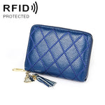 KB213 다이아몬드 텍스처 지퍼 소가죽 더블 로우 오르간형 다중 카드 슬롯 안티마그네틱 RFID 지갑 클러치 백 여성용, KB213 블루, KB213 연핑크, KB213 로즈 레드, KB213 블랙, KB213 핑크