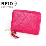 KB213 다이아몬드 텍스처 지퍼 소가죽 더블 로우 오르간형 다중 카드 슬롯 안티마그네틱 RFID 지갑 클러치 백 여성용, KB213 블루, KB213 연핑크, KB213 로즈 레드, KB213 블랙, KB213 핑크