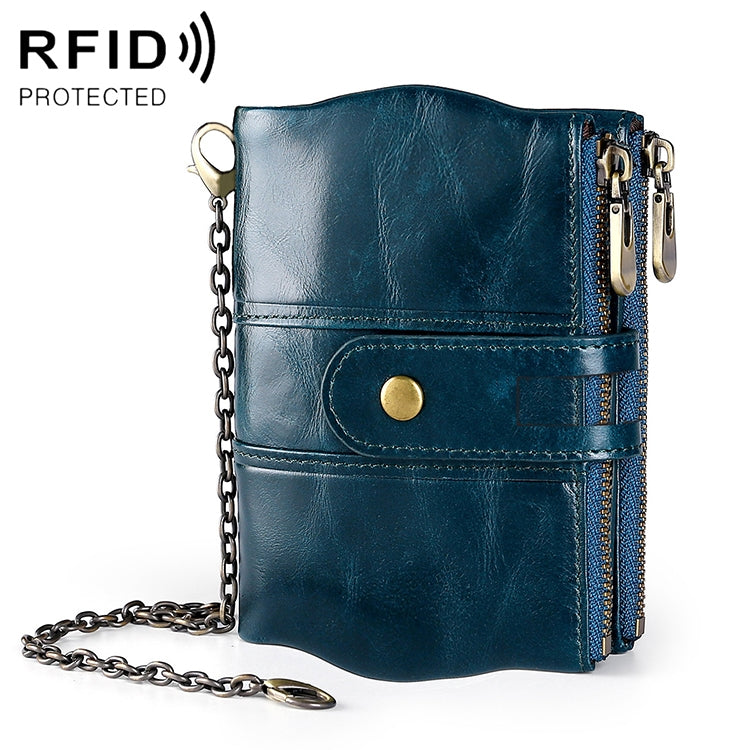 LT3539 소가죽 지퍼 버클 방자성 RFID 지갑 클러치 남성용, 카드 슬롯 및 숄더 스트랩 포함, LT3539 숄더 스트랩 블루, LT3539 스트랩 레드, LT3539 황갈색