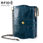 LT3539 소가죽 지퍼 버클 방자성 RFID 지갑 클러치 남성용, 카드 슬롯 및 숄더 스트랩 포함, LT3539 숄더 스트랩 블루, LT3539 스트랩 레드, LT3539 황갈색