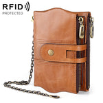 LT3539 소가죽 지퍼 버클 방자성 RFID 지갑 클러치 남성용, 카드 슬롯 및 숄더 스트랩 포함, LT3539 숄더 스트랩 블루, LT3539 스트랩 레드, LT3539 황갈색