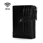 TP-196 다기능 레트로 소가죽 가죽 다중 카드 슬롯 이중 지퍼 RFID 지갑