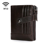 TP-196 다기능 레트로 소가죽 가죽 다중 카드 슬롯 이중 지퍼 RFID 지갑