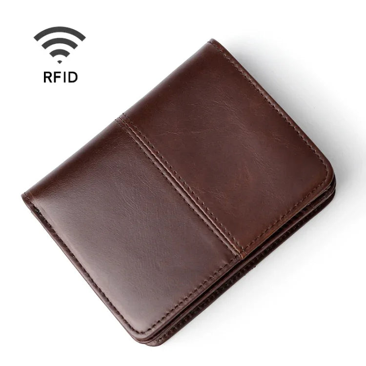 TP-195 오일스킨 가죽 다기능 동전 지갑 RFID 가죽 지갑