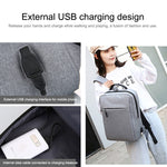 POFOKO 대용량 방수 옥스포드 천 비즈니스 캐주얼 백팩, 외부 USB 충전 디자인, 15.6인치 노트북용