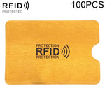 100개 알루미늄 호일 도난 방지 RFID 차단 슬리브 카드 보호기, 사이즈: 9.1*6.3cm, RFID 100개 (골드), RFID 100개 (실버)