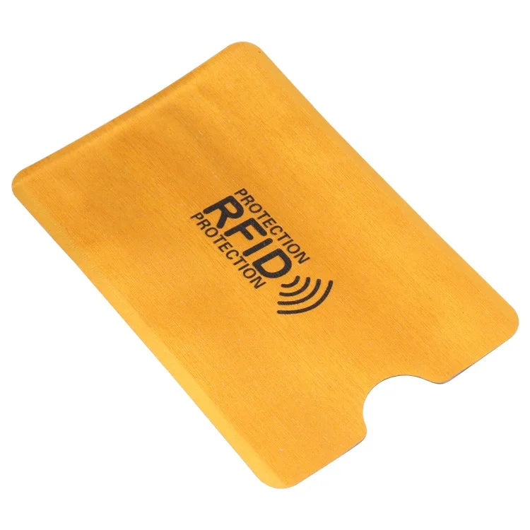 100개 알루미늄 호일 도난 방지 RFID 차단 슬리브 카드 보호기, 사이즈: 9.1*6.3cm, RFID 100개 (골드), RFID 100개 (실버)