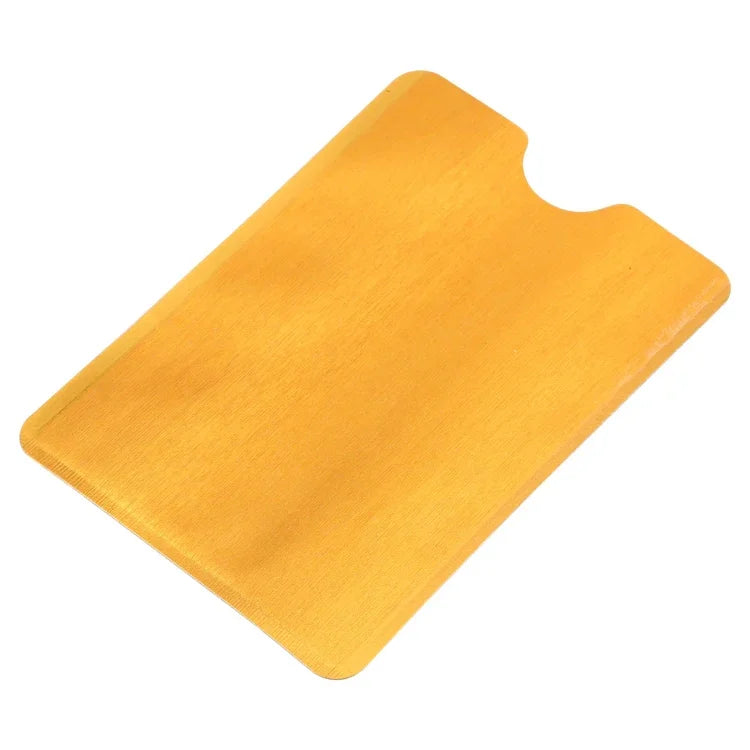 100개 알루미늄 호일 도난 방지 RFID 차단 슬리브 카드 보호기, 사이즈: 9.1*6.3cm, RFID 100개 (골드), RFID 100개 (실버)