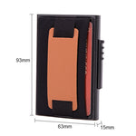 X-32C 자동 팝업 카드형 안티마그네틱 RFID 도난 방지 남성용 알루미늄 합금 A 다이얼 버튼 탄성 가방 지갑 PU 가죽 스트랩, X-32C A 다이얼 버튼 블랙, X-32C A 다이얼 버튼 실버