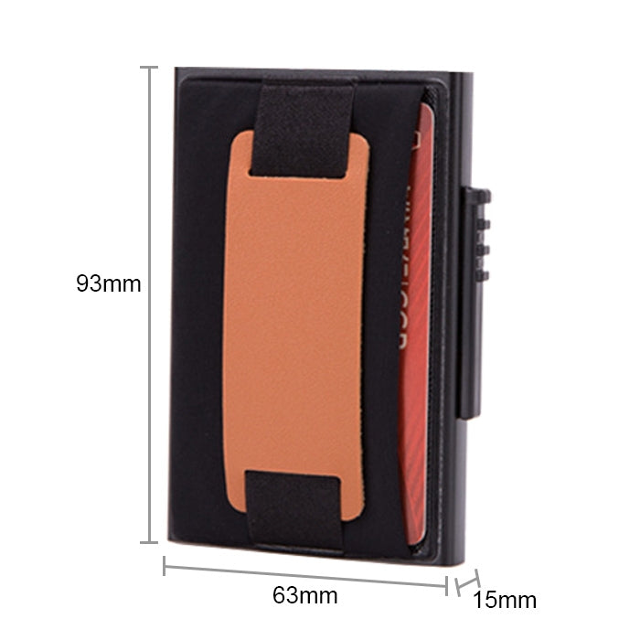 X-32C 자동 팝업 카드형 안티마그네틱 RFID 도난 방지 남성용 알루미늄 합금 A 다이얼 버튼 탄성 가방 지갑 PU 가죽 스트랩, X-32C A 다이얼 버튼 블랙, X-32C A 다이얼 버튼 실버