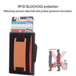 X-32C 자동 팝업 카드형 안티마그네틱 RFID 도난 방지 남성용 알루미늄 합금 B 다이얼 버튼 탄성 가방 지갑 PU 가죽 스트랩, X-32C B 다이얼 버튼 그레이, X-32C B 다이얼 버튼 블루, X-32C B 다이얼 버튼 블랙