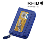 정품 소가죽 단색 지퍼 가로형 카드 지갑 RFID 차단 카드 가방 보호 케이스 12 카드 슬롯, 사이즈: 11.5*7.5cm