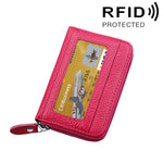 정품 소가죽 단색 지퍼 가로형 카드 지갑 RFID 차단 카드 가방 보호 케이스 12 카드 슬롯, 사이즈: 11.5*7.5cm