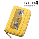 정품 소가죽 단색 지퍼 가로형 카드 지갑 RFID 차단 카드 가방 보호 케이스 12 카드 슬롯, 사이즈: 11.5*7.5cm