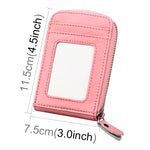 정품 소가죽 단색 지퍼 세로형 카드 지갑 RFID 차단 카드 가방 보호 케이스 12 카드 슬롯, 사이즈: 11.5*7.5cm