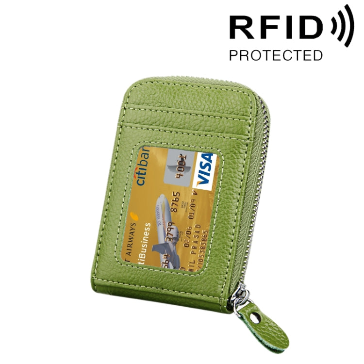 정품 소가죽 단색 지퍼 세로형 카드 지갑 RFID 차단 카드 가방 보호 케이스 12 카드 슬롯, 사이즈: 11.5*7.5cm