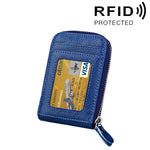 정품 소가죽 단색 지퍼 세로형 카드 지갑 RFID 차단 카드 가방 보호 케이스 12 카드 슬롯, 사이즈: 11.5*7.5cm