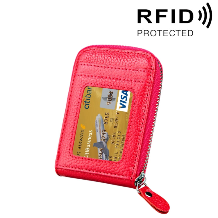 정품 소가죽 단색 지퍼 세로형 카드 지갑 RFID 차단 카드 가방 보호 케이스 12 카드 슬롯, 사이즈: 11.5*7.5cm