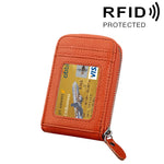 정품 소가죽 단색 지퍼 세로형 카드 지갑 RFID 차단 카드 가방 보호 케이스 12 카드 슬롯, 사이즈: 11.5*7.5cm