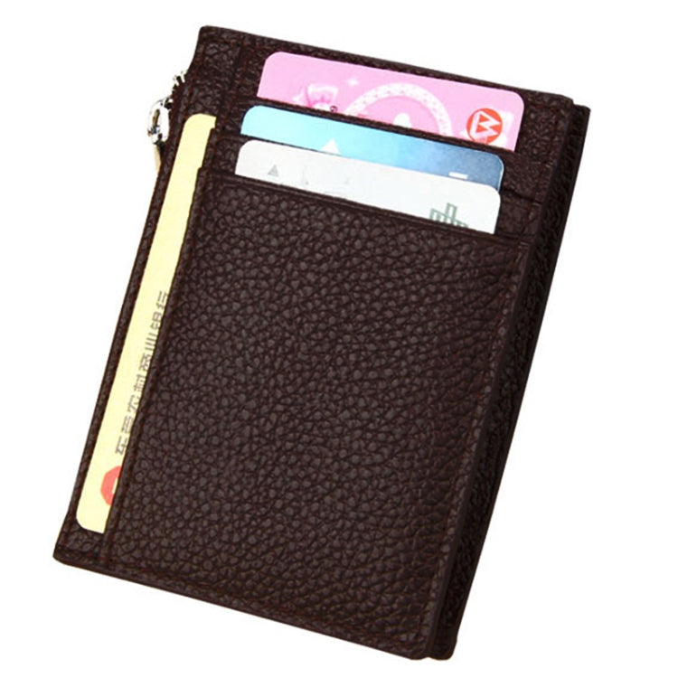 소가죽 단색 지퍼 카드 홀더 지갑 RFID 차단 카드 가방 보호 케이스 동전 지갑, 사이즈: 11*8*1.5cm