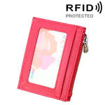 소가죽 단색 지퍼 카드 홀더 지갑 RFID 차단 카드 가방 보호 케이스 동전 지갑, 사이즈: 11*8*1.5cm