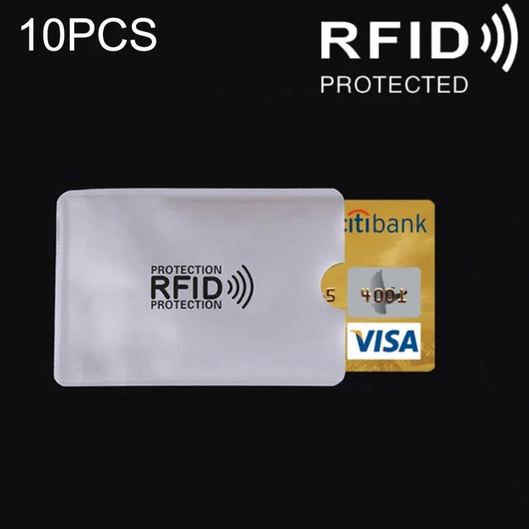 10개 세트 알루미늄 호일 RFID 차단 신용카드 ID 은행카드 케이스 카드 홀더 커버, 사이즈: 9.1*6.3cm, RFID 10개