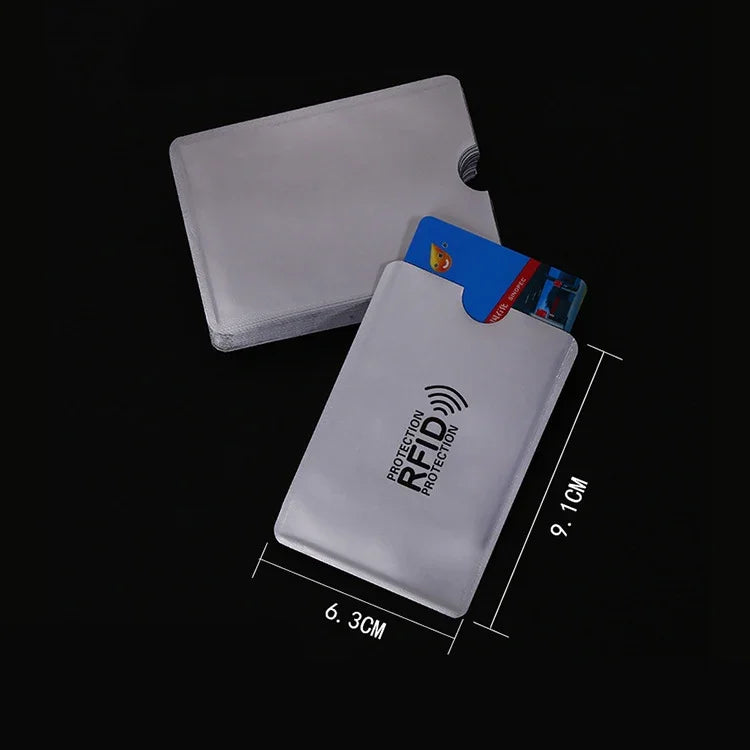 10개 세트 알루미늄 호일 RFID 차단 신용카드 ID 은행카드 케이스 카드 홀더 커버, 사이즈: 9.1*6.3cm, RFID 10개