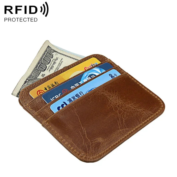 KB108 방자성 RFID 패션 크레이지 호스 텍스처 버스 신용카드 패키지 도난 방지 브러시, KB108